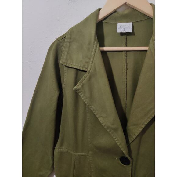 CMC By Color Me Cotton Green Trench Single Breasted Utility Cargo Jacket Size S - Picture 2 of 11
